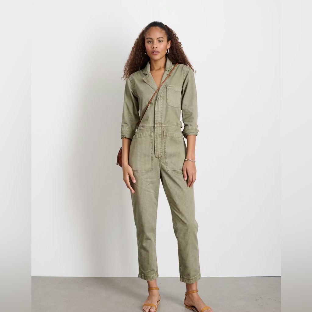 Alex Mill Women's Zip Jumpsuit In Herringbone Vintage Olive Xs